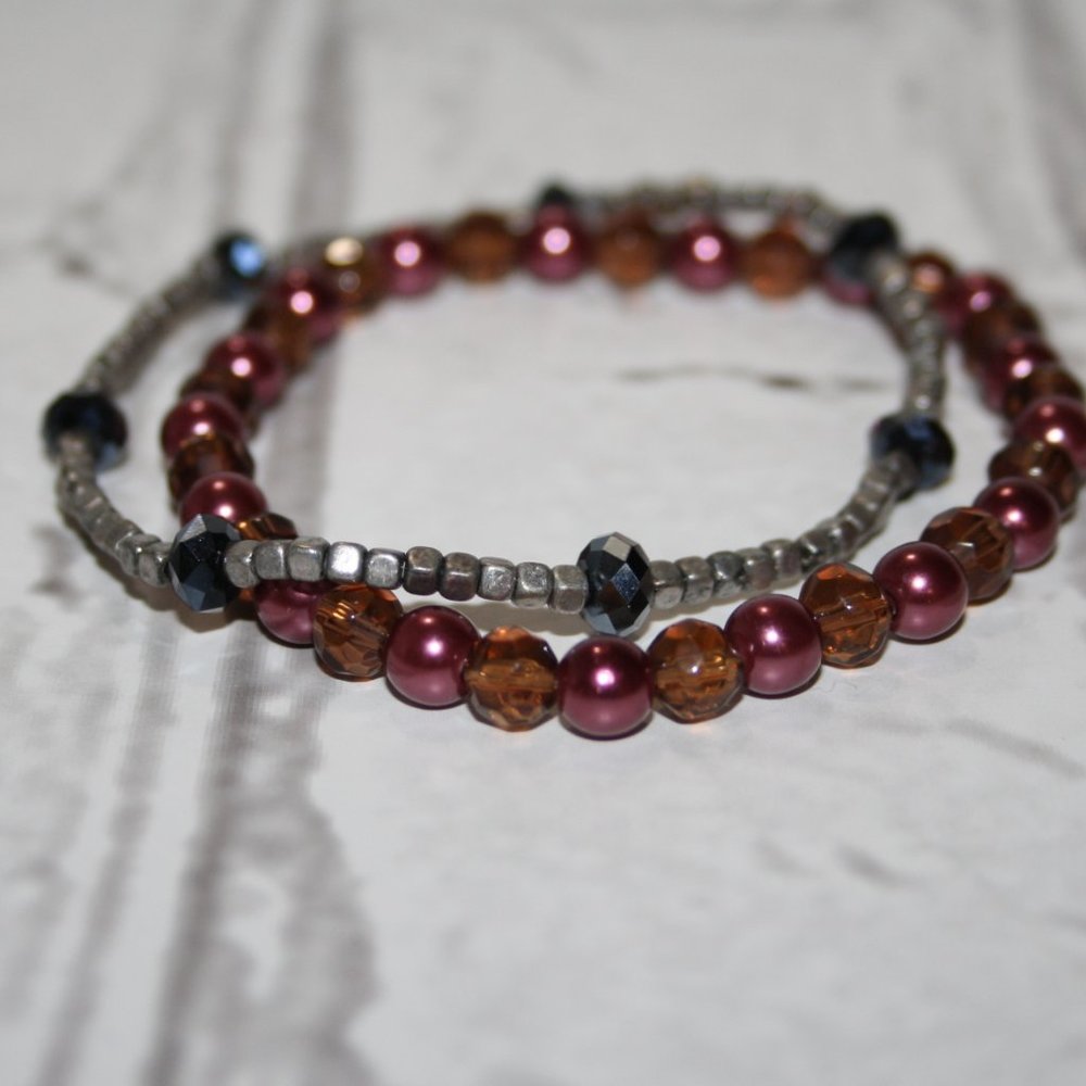 🤍 Silver & Pearl Beaded Bracelet Set · 7" · Stackable Elegance ✨